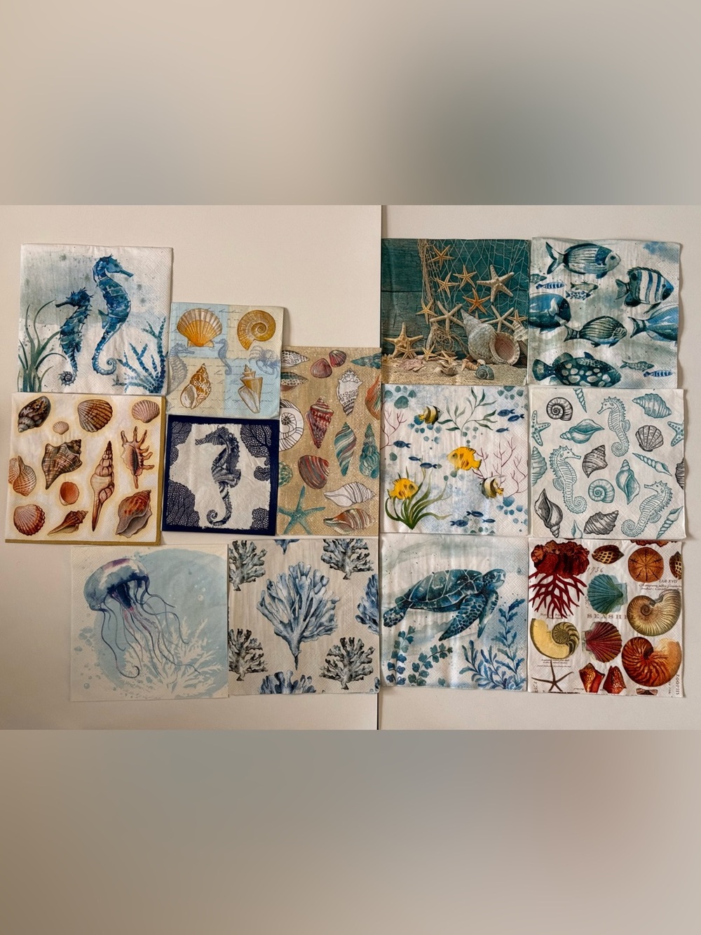 Decoupage Ocean Inspired Paper Napkin Set of 13 Napkins
